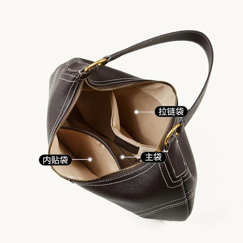 HIFASHION Sacs à bandoulière demi-lune en cuir de vachette véritable pour femmes, tendance 2026, sac