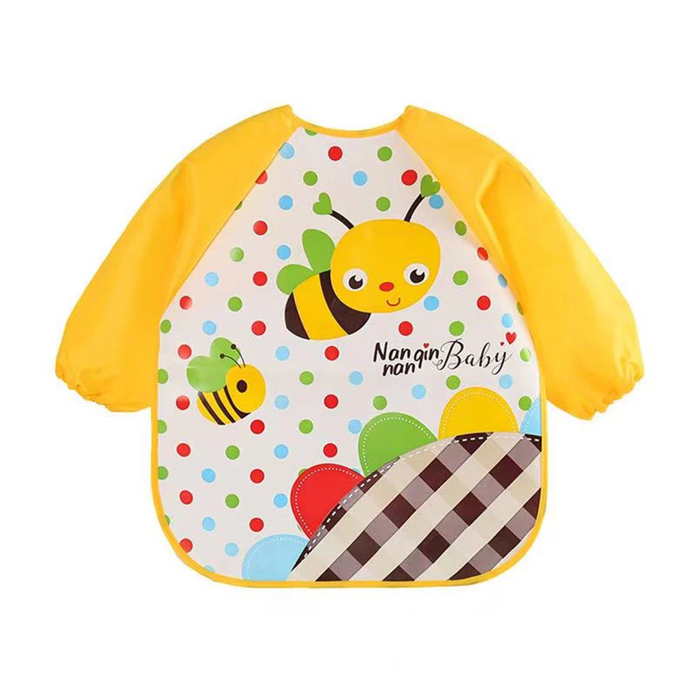 Bavoir anti-salissures pour bébé de 0 à 3 ans manteau à manches longues avec sangle doux mignon moti