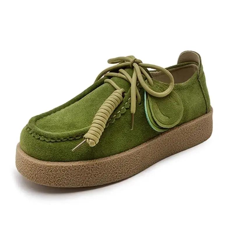 AIYUQI – mocassins en daim et cuir véritable pour femmes, chaussures d'étudiant à lacets de style br
