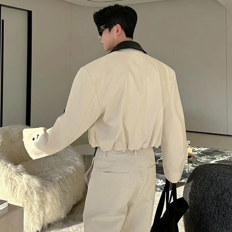 LUZHEN Original couleur contraste cou conception élégant manteau droit pantalons décontractés hommes