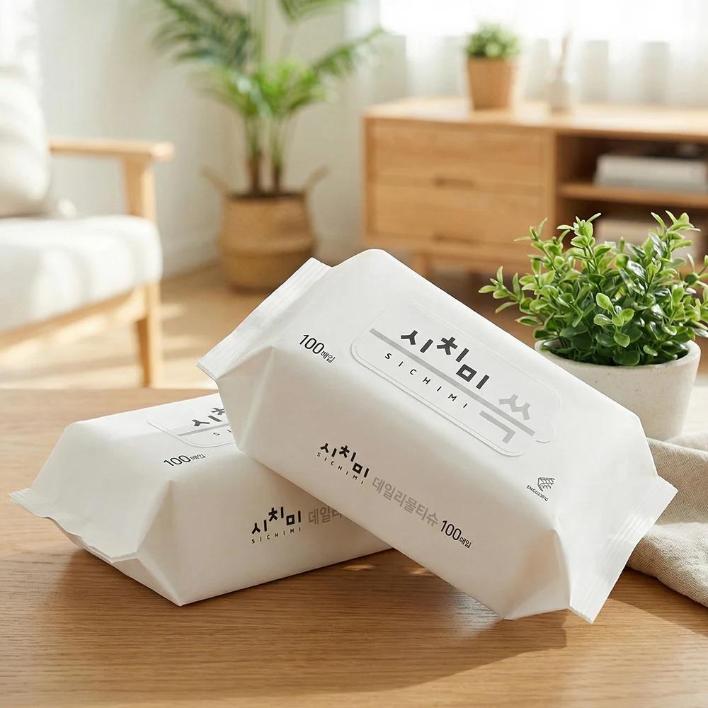 Lingettes humides Shichimi Choo, grande capacité, recharge, épaisses, portables, gaufrées, 100 linge