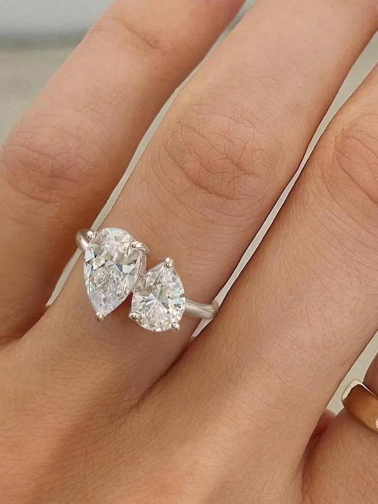 Bague en argent Sterling 925 pour femmes, classique, simple, en Zircon, goutte d'eau, fiançailles, m