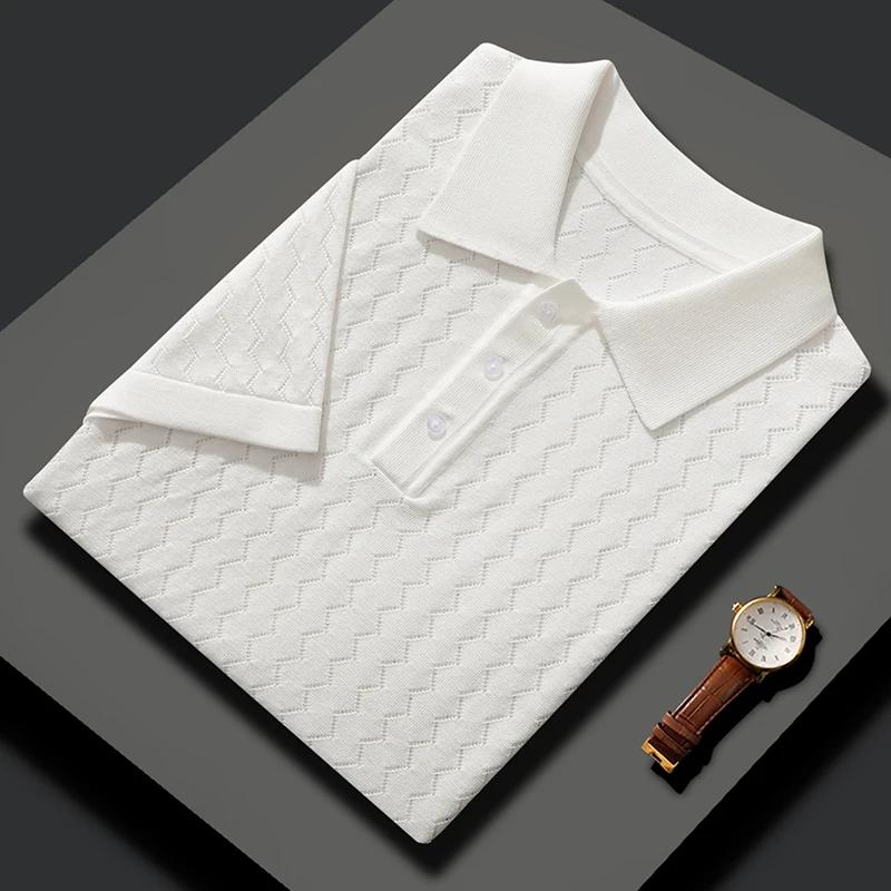 MVCircFLRT-T-shirt à manches courtes pour homme, polo en tricot respirant, chemise fine, chemise d'a