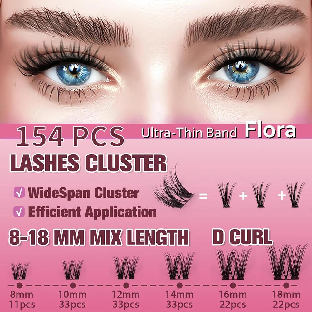 UCoolMe bricolage Extension de cils flore 0.05mm D Curl fait à la main 8-18mm naturel large portée v