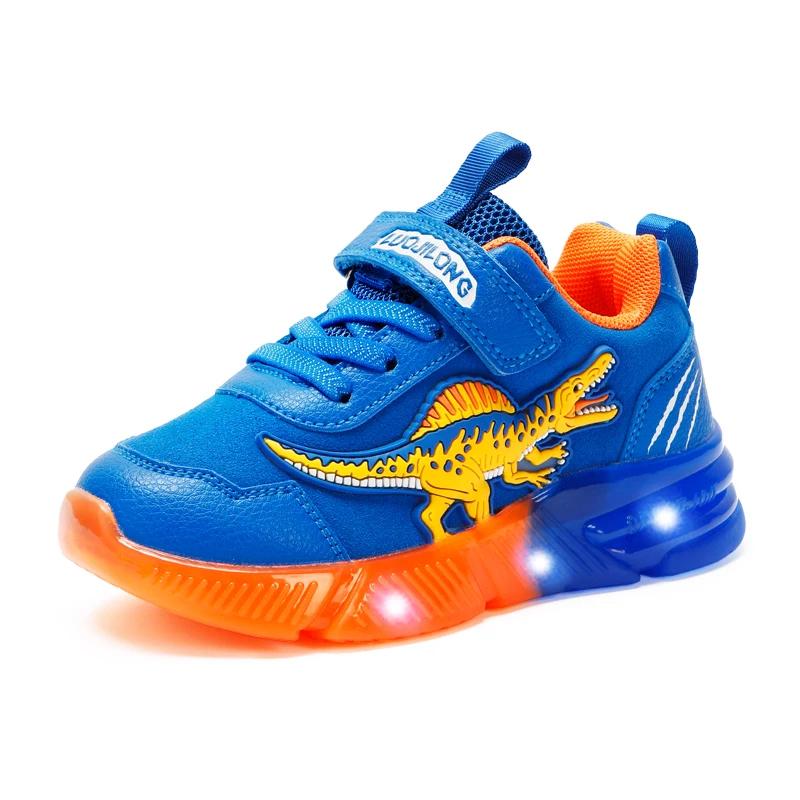 EXDINO-Baskets lumineuses à LED pour petits enfants, chaussures de sport décontractées, plonger oyan
