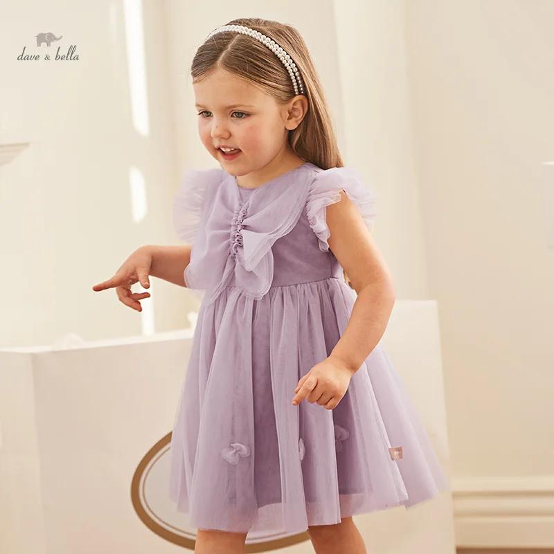 Dave Bella – robe de princesse pour filles, sans manches, en maille violette, Noble, mignon, doux, c