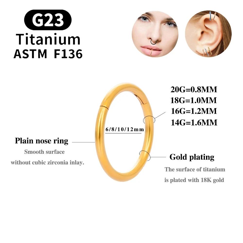 10/50 pièces ASTM F136 titane nez anneau articulé Clicker Segment Septum cerceau femmes hommes oreil