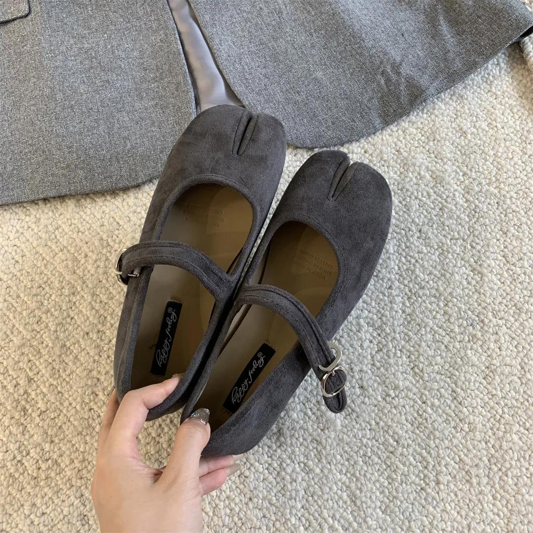 Bailamos-Chaussures plates rondes en cuir souple pour femmes, ballerines décontractées à enfiler peu