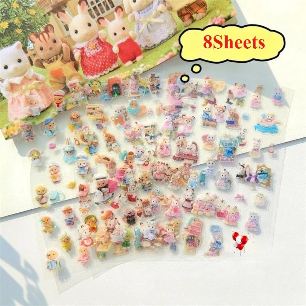 Mini autocollants de dessin animé, 8 feuilles, autocollants découpés, matériel pour manuels d'anime,