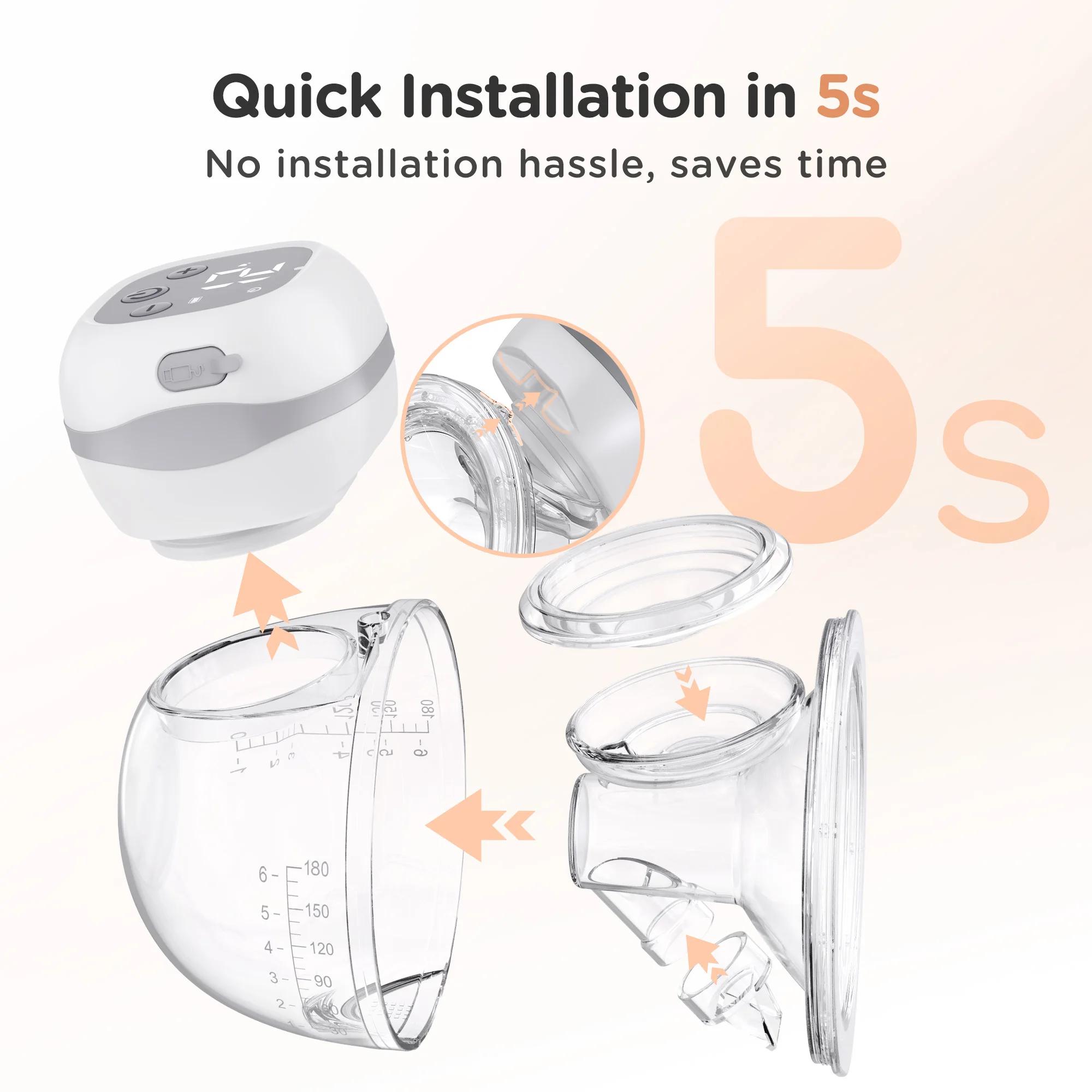 Tire-lait électrique mains libres sans BPA, 12 recyclables, 3 modes, portable, écran LCD, allaitemen