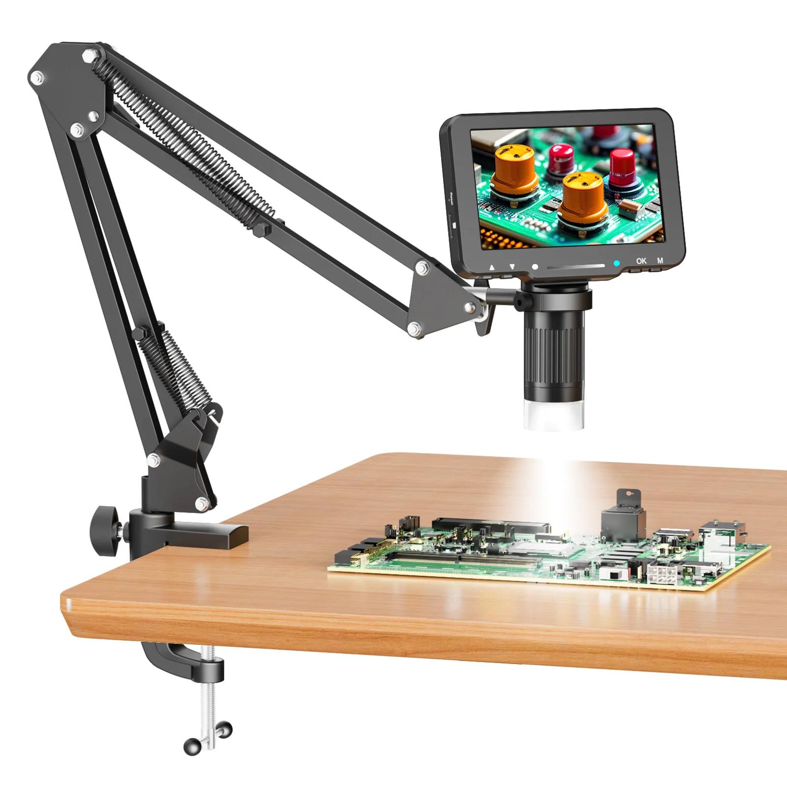 Microscope numérique flexible avec écran IPS de 5 pouces, Microscope à souder avec bras flexible, Mi