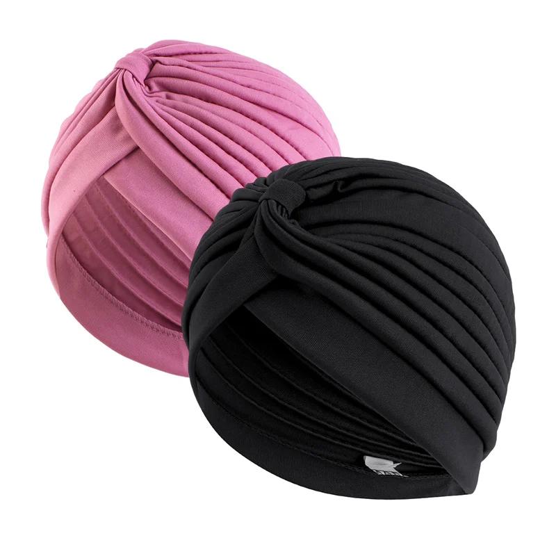 2 pièces/lot Turban extensible tête bonnet couverture torsadé plissé bandeau couleurs assorties couv