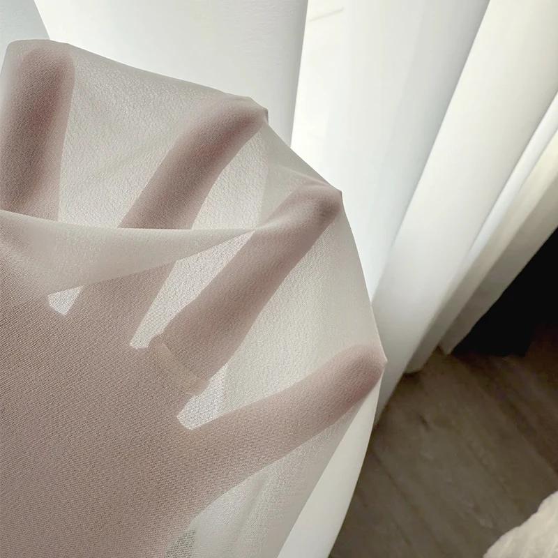 Asazal solide blanc Tulle luxueux en mousseline de soie pure fenêtre rideaux pour salon moderne Voil