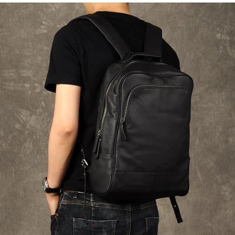 Sac à dos en cuir véritable pour homme, accessoire de bonne qualité, à la mode, pour l'école, tous l