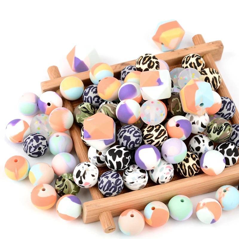 LOFCA – anneau de dentition en Silicone, 15mm, 20 pièces/lot, perles rondes de dentition pour bébé,