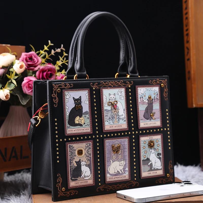 Sac de créateur vintage et de luxe avec broderie délicate impression de chat sac fourre-tout populai