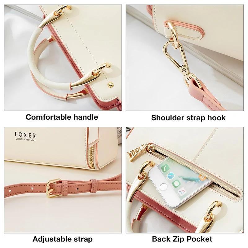 Sac à bandoulière en cuir croûte FOXER pour femme, sac à main élégant, nouveau sac fourre-tout grand