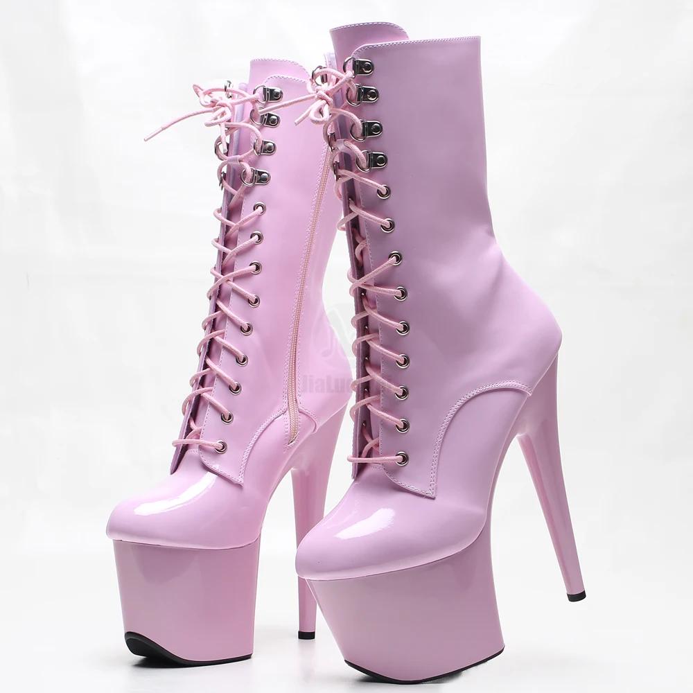 Bottines à plateforme à lacets et talons aiguilles de 7 pouces pour femmes adultes, bottes de pole d