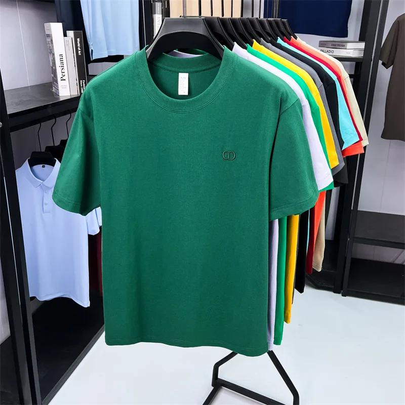 Haut de gamme marque hommes 100% coton lettre brodée T-shirt été nouveau produit mode col rond haut