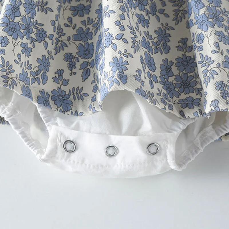 Combinaison coton manches longues nouveau-né fille - Costume batterie chapeau imprimé automne printemps