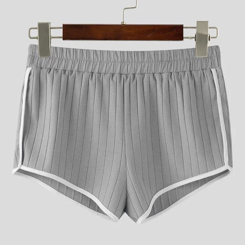 Shorts de sport côtelés pour hommes, taille haute, avec bordure contrastante, pour musculation et gy