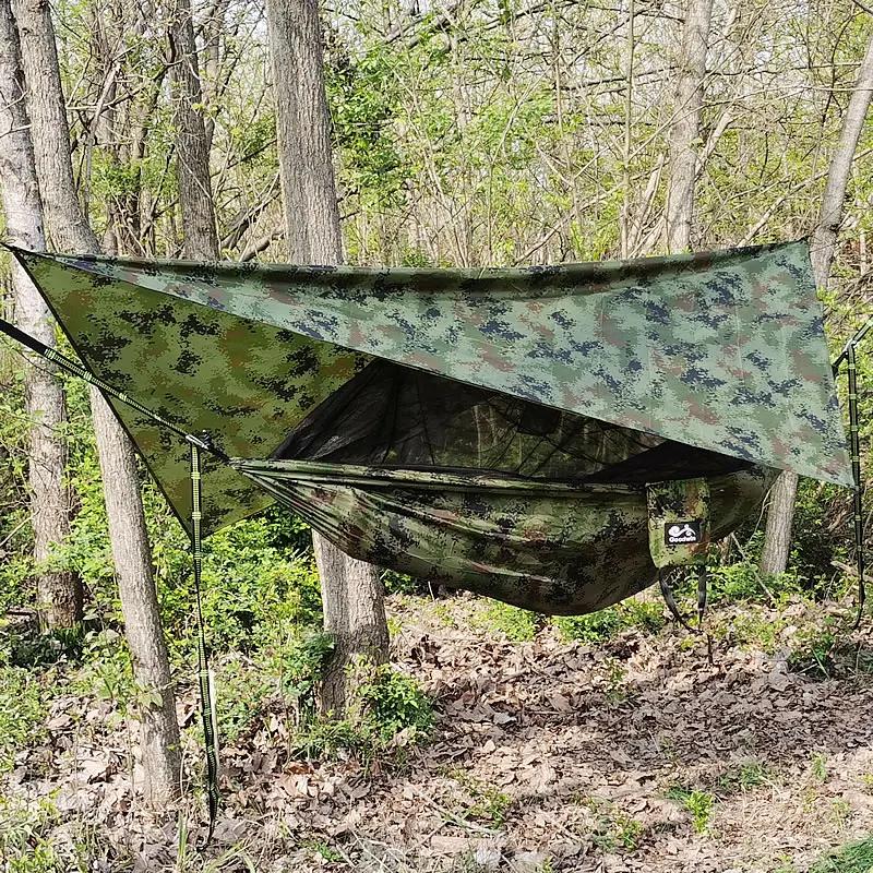 Hamac léger et portable avec moustiquaire et auvent imperméable, équipement d'extérieur pour le camp