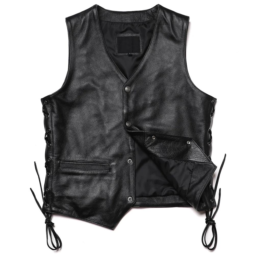GlaSlim Col V Glands FibJacket, Cuir de vachette véritable, GlaSlim, Classique, Moto, Naturel, Homme