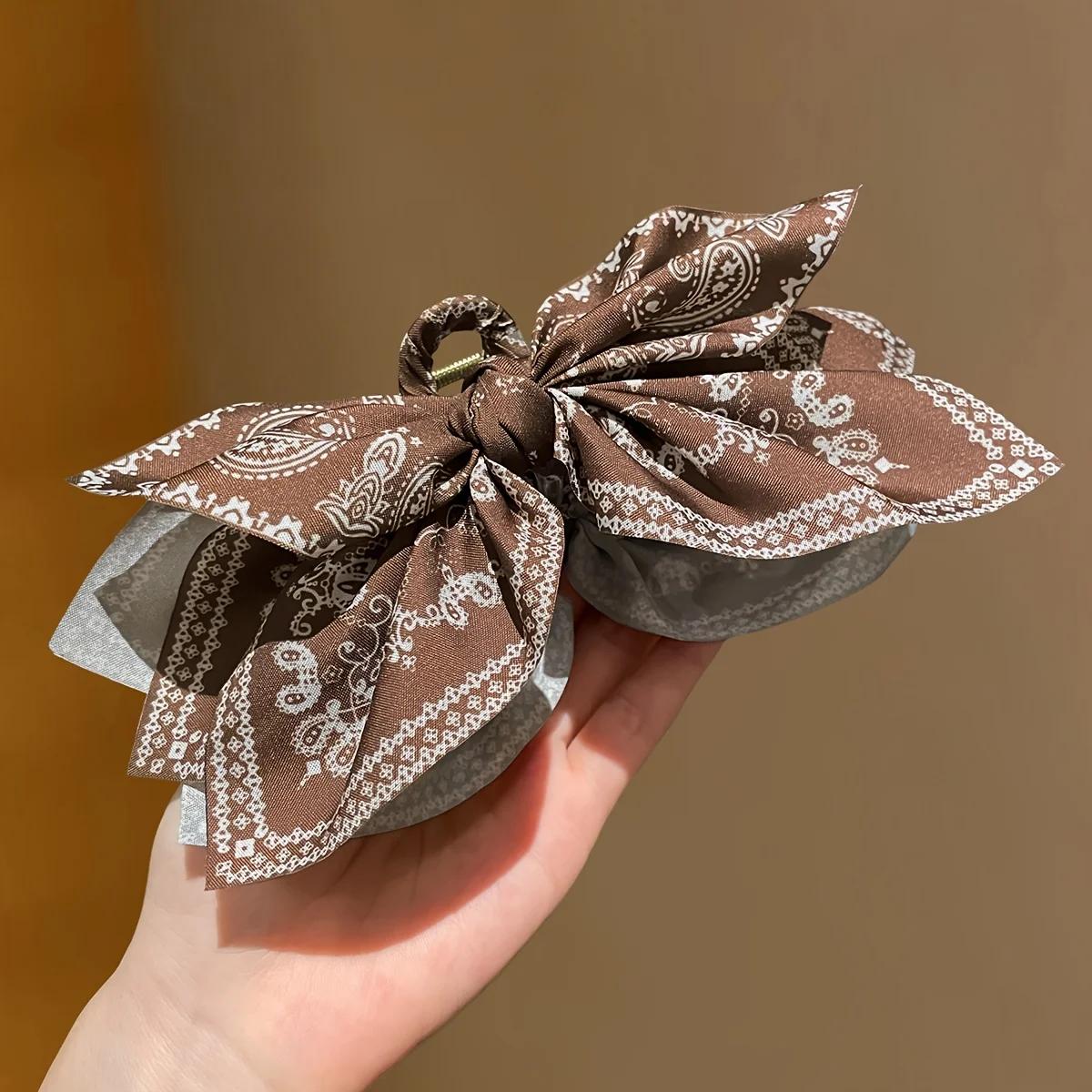 1 pièces Style femme, pince à cheveux avec nœud en fleur de cajou marron, pince à cheveux haut de ga