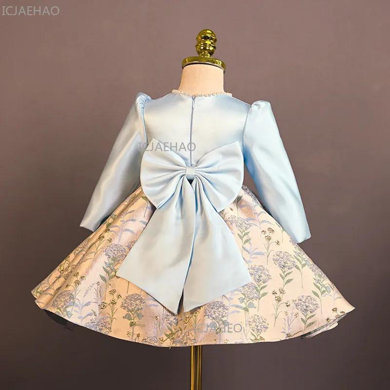 Robe de princesse pour fille, style chinois, satinée, à fleurs, pour le premier anniversaire, tenue