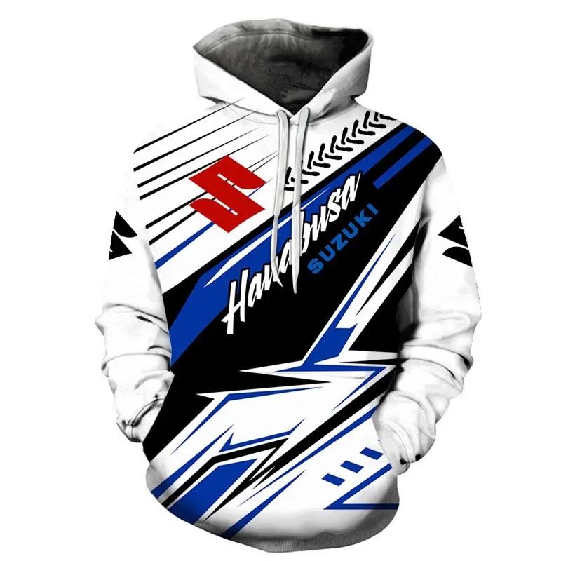 Sweat-shirt à capuche avec logo Suzuki R imprimé en 3D pour hommes conçu pour la course d'endurance