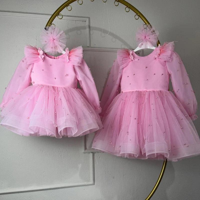 Robe de Princesse pour Filles 2026, Mignonne et Élégante, à Manches Longues en Tulle, Vêtement pour