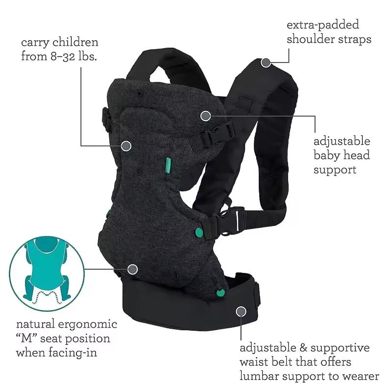 Sangle bébé multifonction 4 en 1 convertible - Porte-bébé kangourou extensible pour nouveau-né et tout-petit