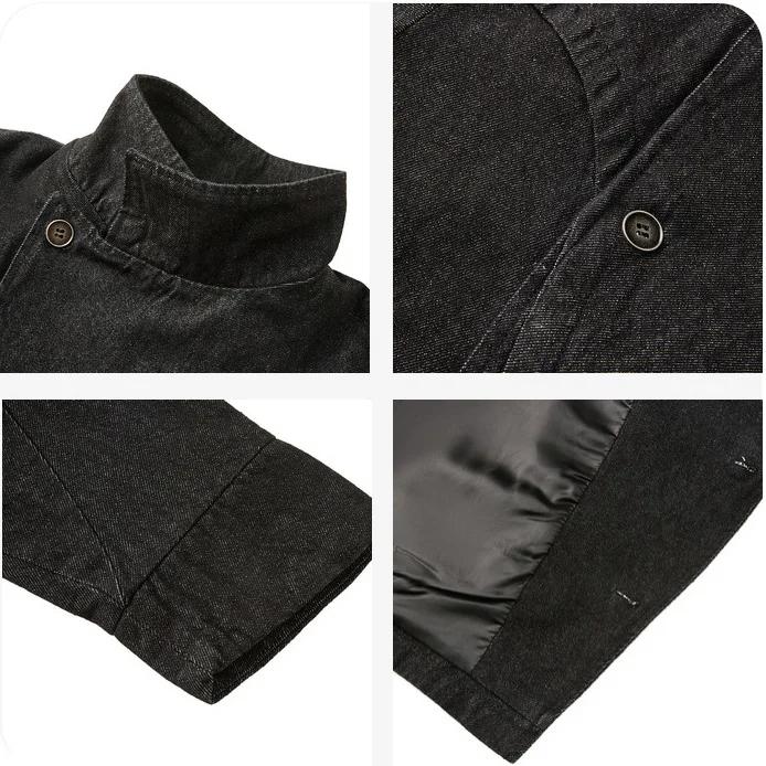 Veste en jean pour homme, nouvelle collection printemps-automne, couleur unie simple, col montant, v