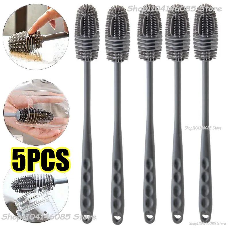 Brosse de nettoyage de bouteilles en Silicone à Long manche, brosse de nettoyage de cuisine, brosse
