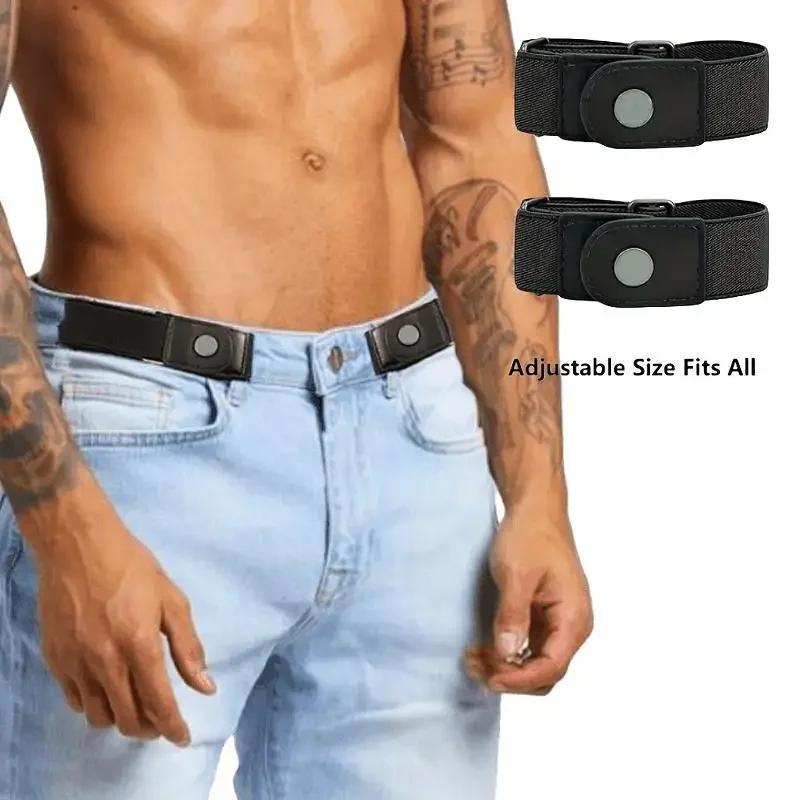 2 pièces/ensemble sans boucle ceinture élastique pour femmes hommes unisexe ceinture extensible pour