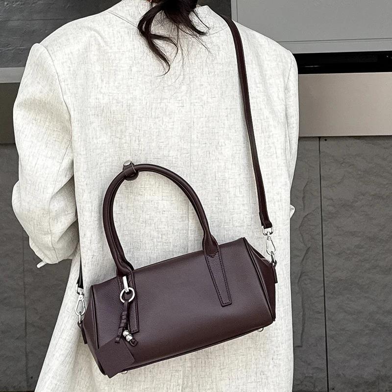 Sacs à bandoulière en cuir de vache véritable pour femmes, fourre-tout rétro Boston de styliste, sac