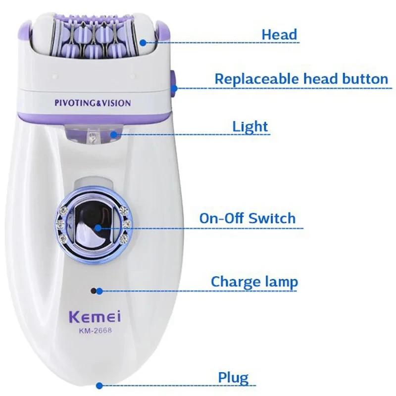 Kemei KM-2668 dame corps épilateur Facial rasoir Rechargeable rasage femmes épilateur électrique cor