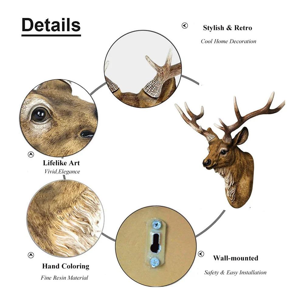 Faux tête de cerf 17 pouces, fausse tête d'animal, décoration murale faite à la main, décor de ferme