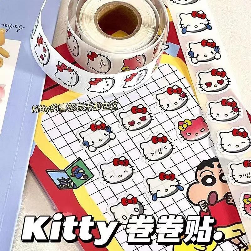 Rouleau d'autocollants Graffiti de dessin animé Kitty Cat, 500 pièces/rouleau, bricolage, téléphone,
