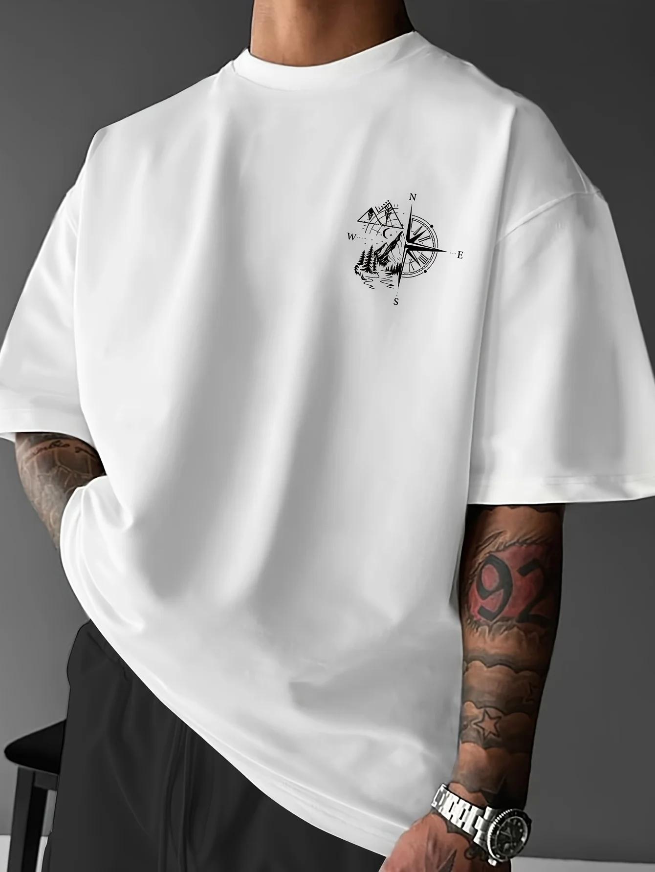 Nouveau T-shirt pour homme à motifs géométriques et en relief, style streetwear, idéal pour un usage