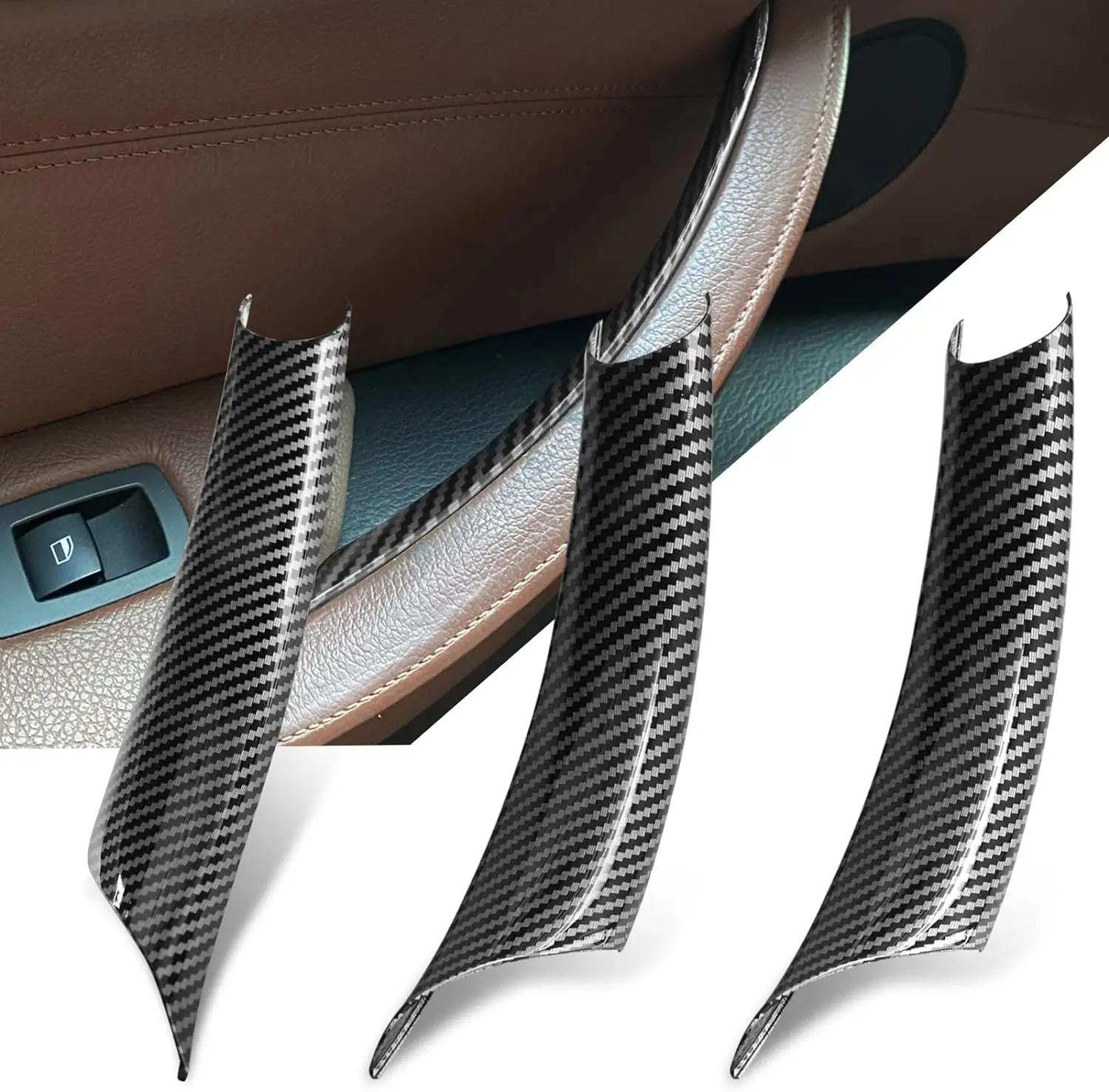 LHD RHD noir Beige poignée de porte en Fiber de carbone poignée de porte intérieure adaptée pour BMW