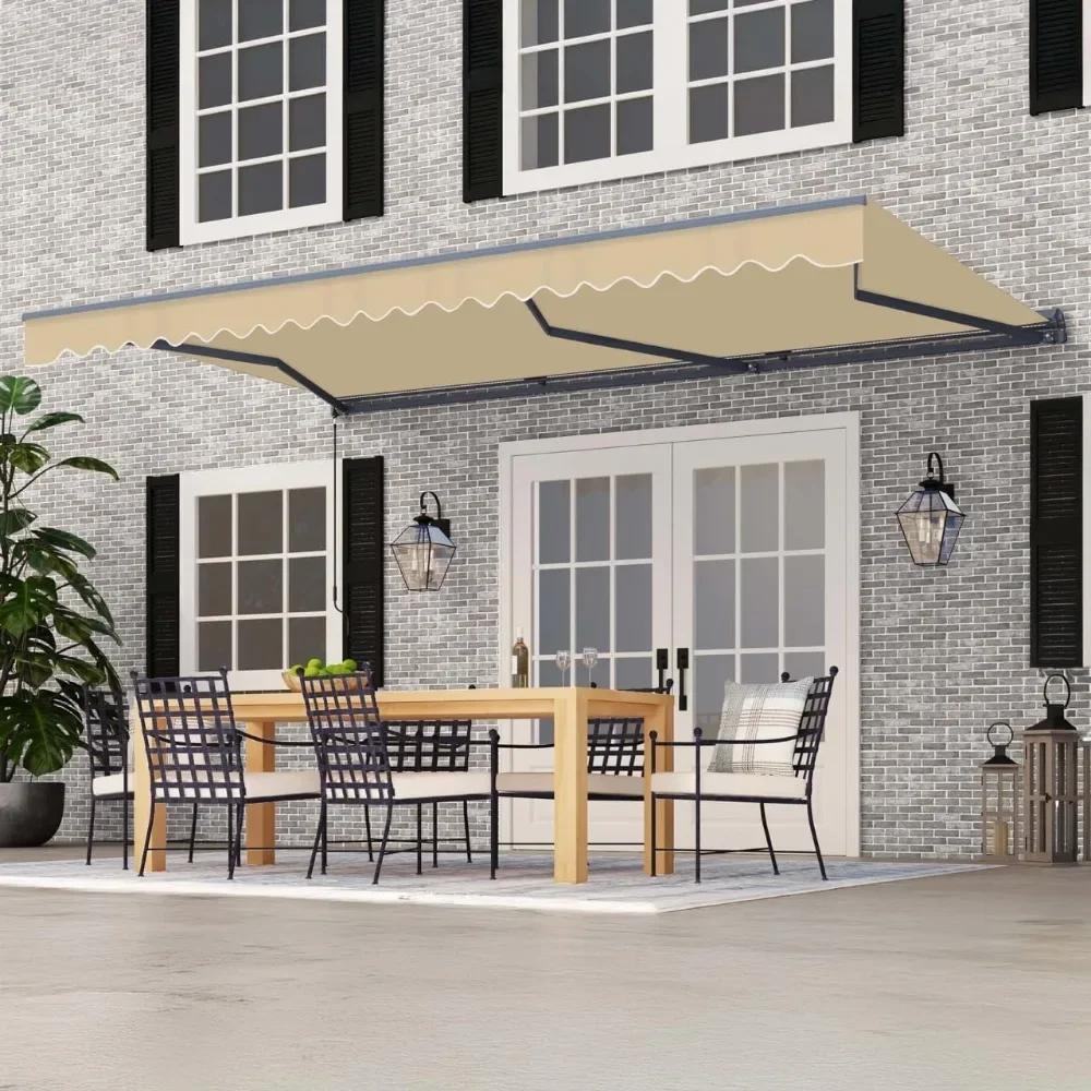 Auvent de Patio rétractable motorisé 20x10 pieds, moteur électrique télécommandé et manivelle manuel