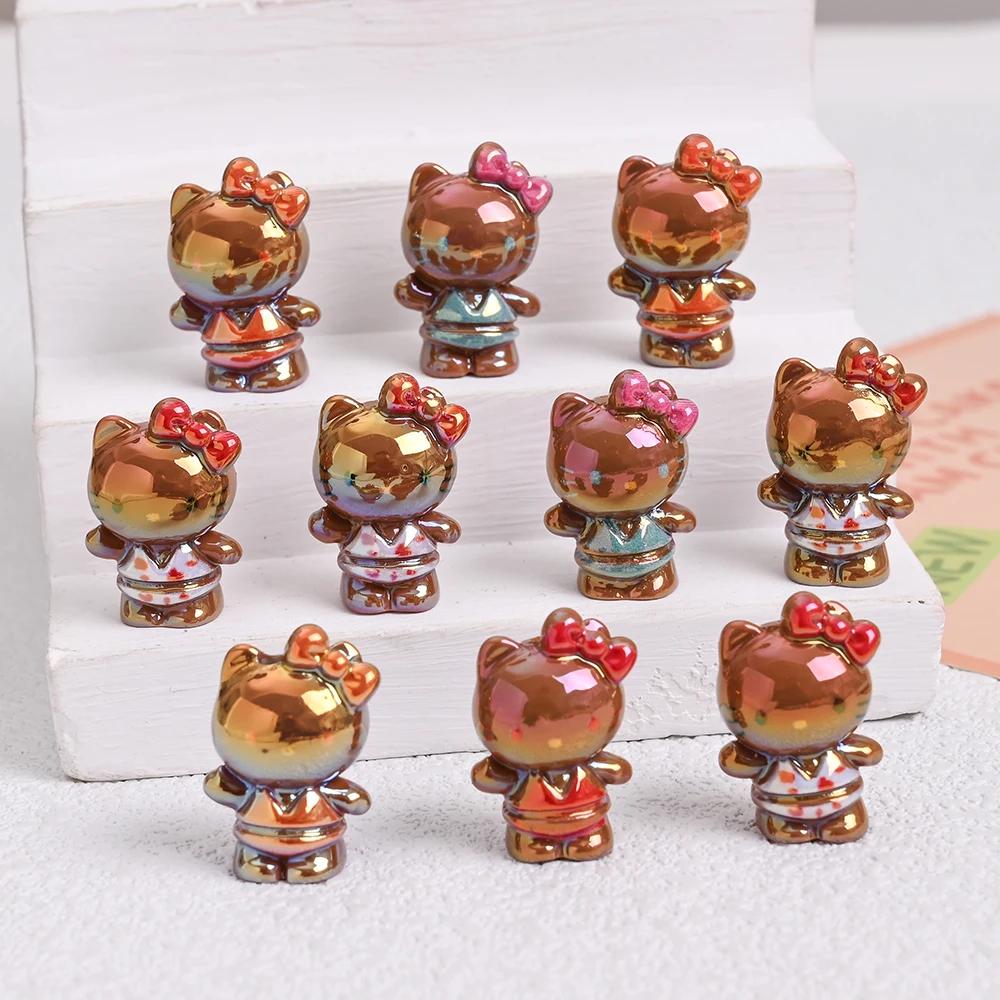 10 pièces marron Sanrio Hello Kitty perles en résine bijoux perle d'intervalle en vrac pour bricolag