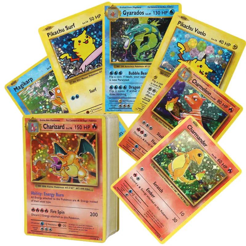 60/100 pièces carte Pokemon anglaise 1996 année brillant Charizard Pikachu Mewtwo carte commerciale