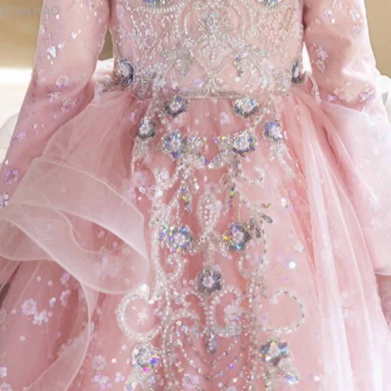 Robe de princesse rose élégante pour filles, idéale pour anniversaire, spectacle, concours, demoisel