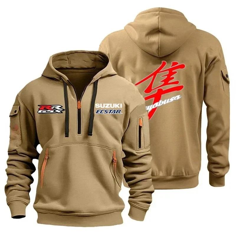 Suzuki Sweat-shirt multi-poches pour moto, sports de plein air de rue décontractés pour hommes, swea