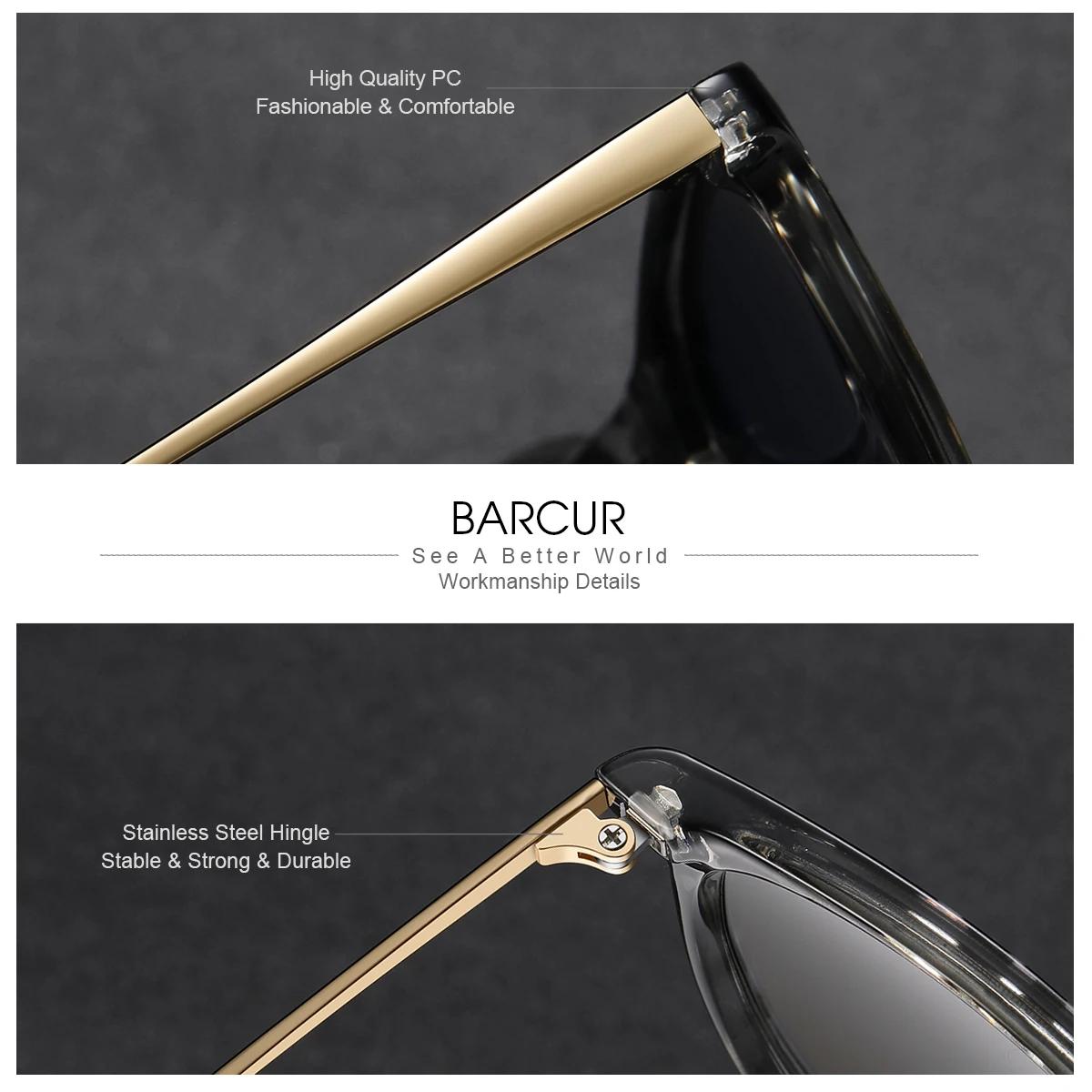 BARCUR-Lunettes de soleil polarisées pour femmes, design de marque, à la mode, monture en plastique