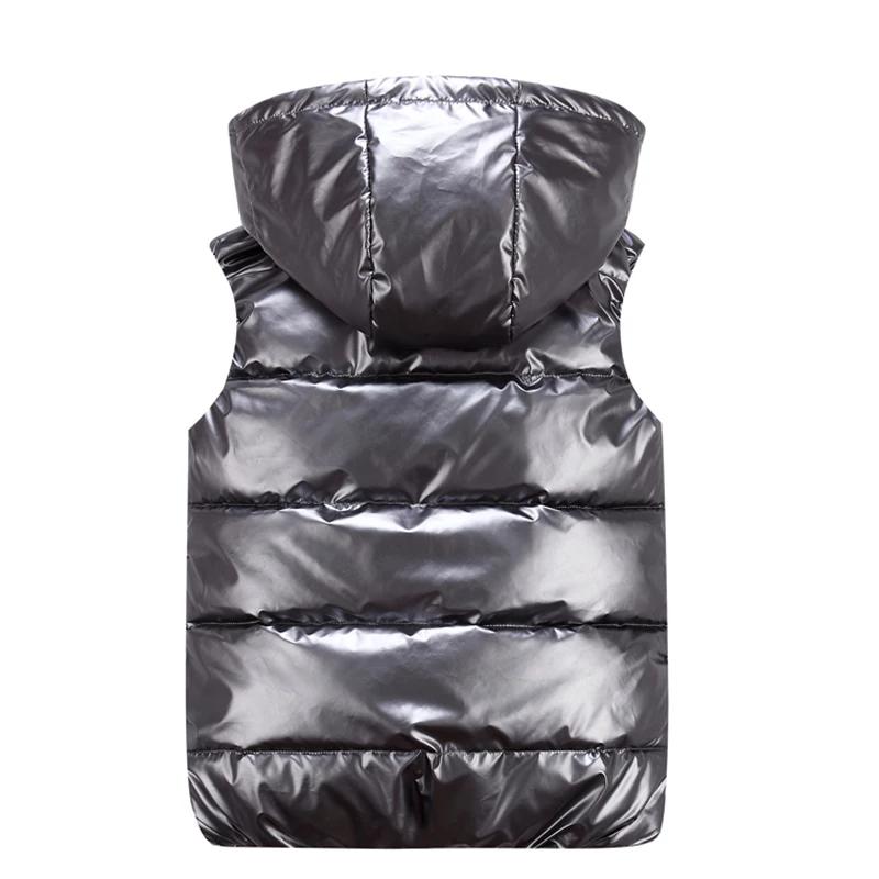 Gilet à capuche classique homme/femme/enfant hiver à capuche gilet en coton brillant gilet décontrac