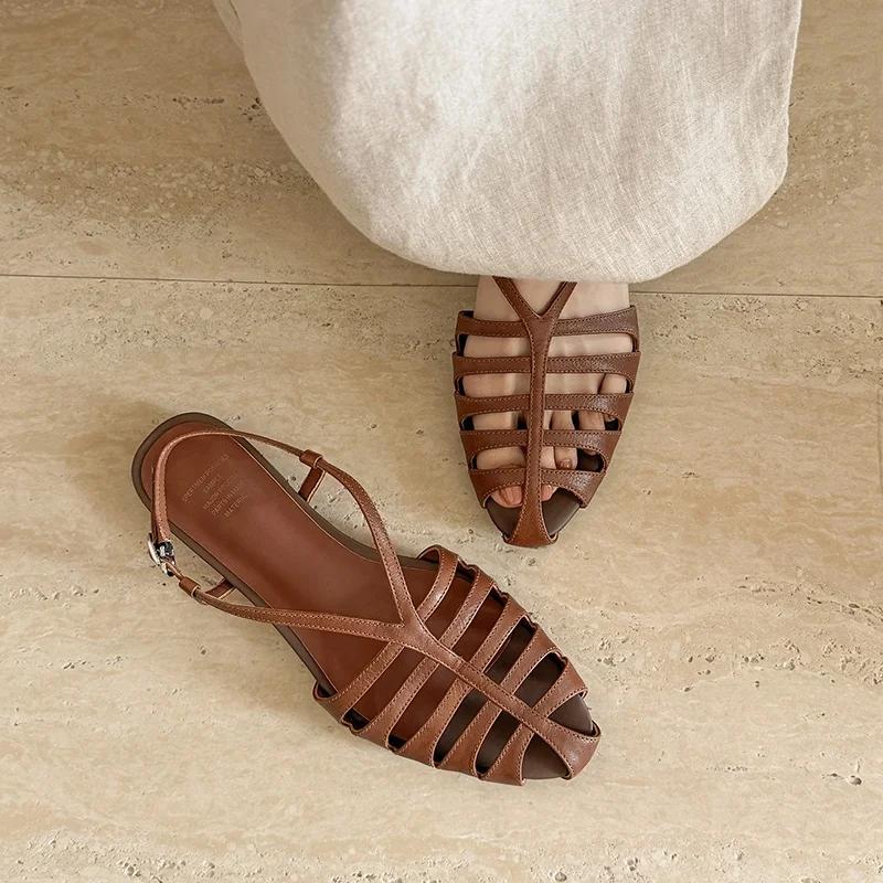 MORAZORA – sandales en cuir véritable pour femmes, grande taille 34-41, sandales plates de couleurs