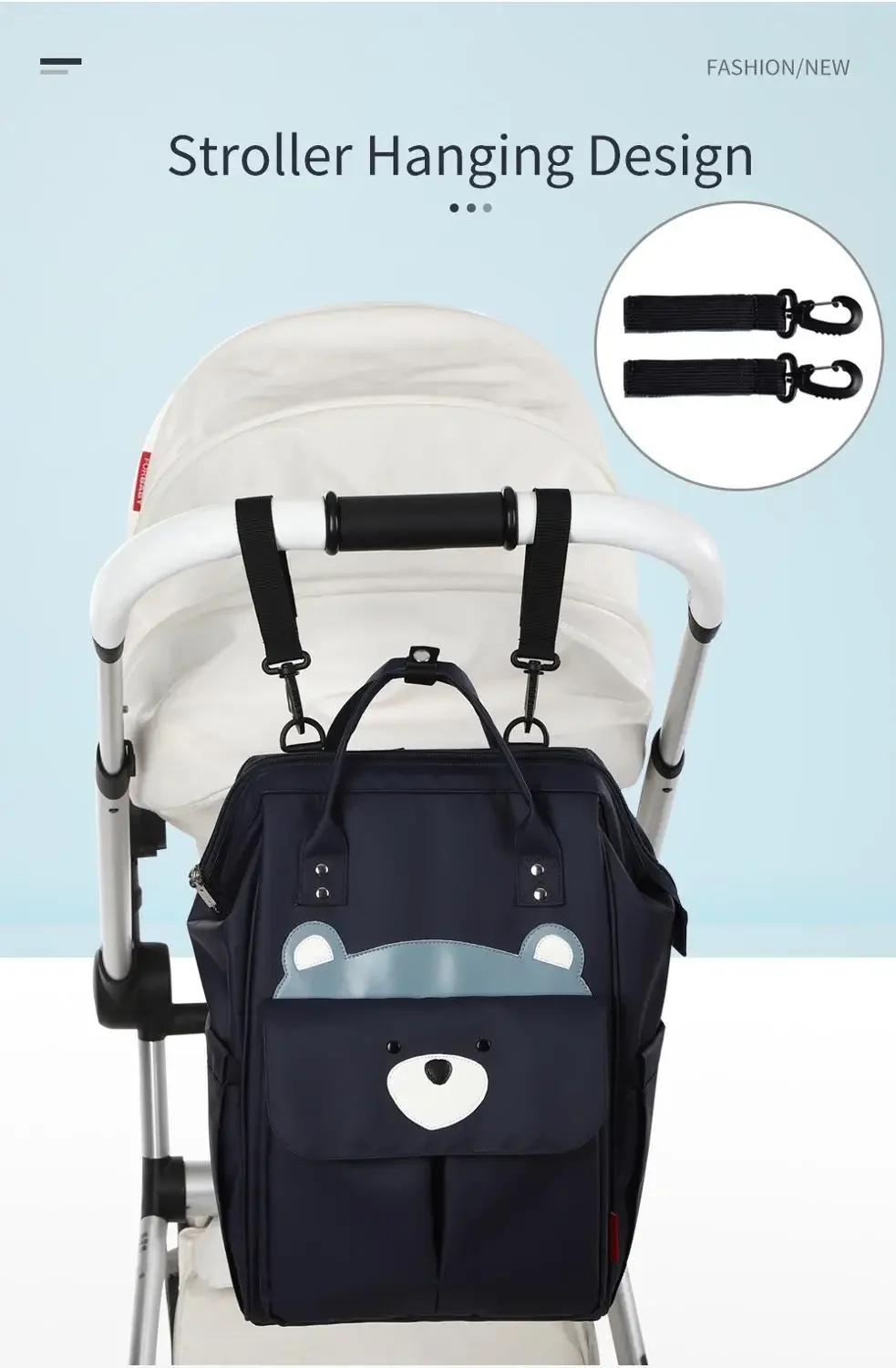 Sac à dos à langer imperméable au design de dessin animé animalier, grande capacité, pour maman, sac